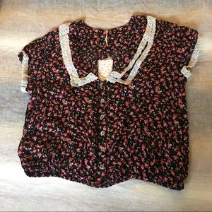 [Free People] Lace Collar Top